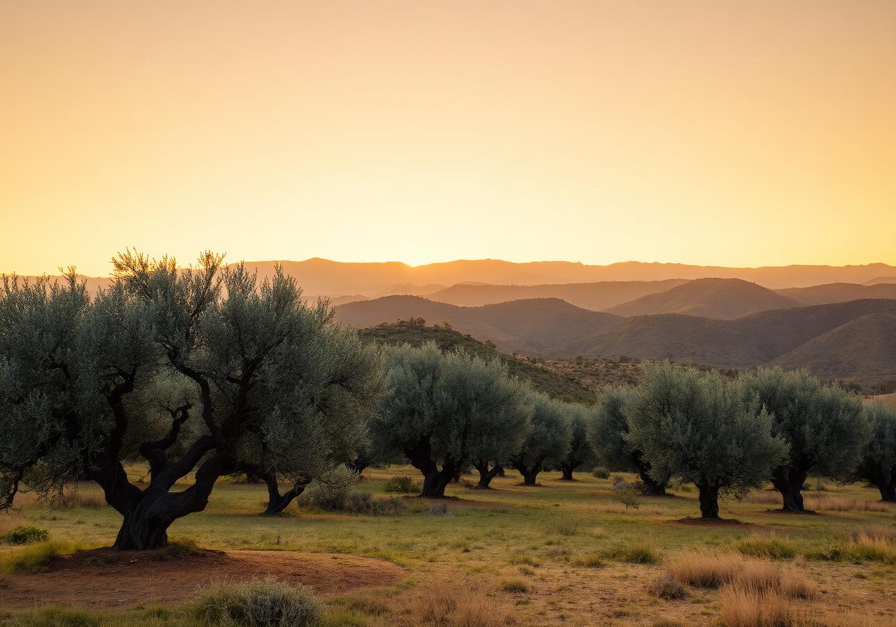 Olivar al atardecer